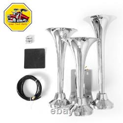 12V/24V 150DB Truck Air Horn 3 Trumpet Horns Kit Universal For Car Train Boat