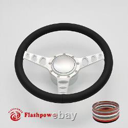 14 BILLET 9 HOLE STEERING WHEEL KIT SATIN ANODIZED With HORN BUTTON & ADAPTER