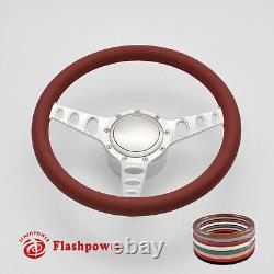 14 BILLET 9 HOLE STEERING WHEEL KIT SATIN ANODIZED With HORN BUTTON & ADAPTER