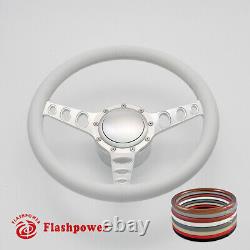 14 BILLET 9 HOLE STEERING WHEEL KIT SATIN ANODIZED With HORN BUTTON & ADAPTER