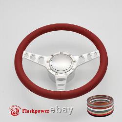 14 BILLET 9 HOLE STEERING WHEEL KIT SATIN ANODIZED With HORN BUTTON & ADAPTER