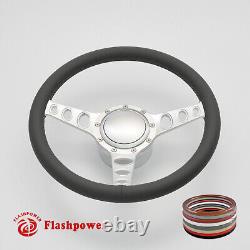 14 BILLET 9 HOLE STEERING WHEEL KIT SATIN ANODIZED With HORN BUTTON & ADAPTER