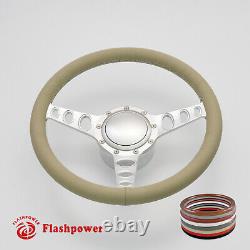 14 BILLET 9 HOLE STEERING WHEEL KIT SATIN ANODIZED With HORN BUTTON & ADAPTER