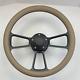 14 BILLET BLACK Steering wheel with TAN Half Wrap + adaptor + Horn Button