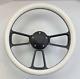 14 BILLET BLACK Steering wheel with WHITE Half Wrap + adaptor + Horn Button