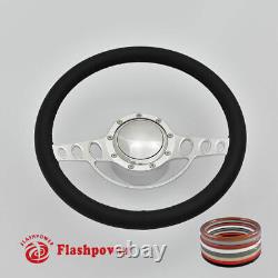 14 Billet Aluminum 9 Hole Steering Wheel Kit with Horn Button & Adapter