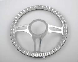 14 Billet Aluminum 9 Hole Steering Wheel Kit with Horn Button & Adapter