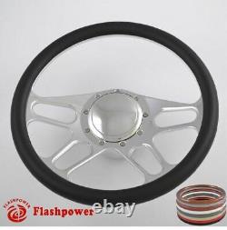 14 Billet Aluminum 9 Hole Steering Wheel Kit with Horn Button & Adapter