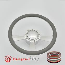 14 Billet Aluminum 9 Hole Steering Wheel Kit with Horn Button & Adapter