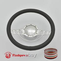 14 Billet Aluminum 9 Hole Steering Wheel Kit with Horn Button & Adapter