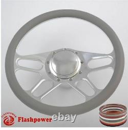 14 Billet Aluminum 9 Hole Steering Wheel Kit with Horn Button & Adapter