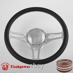 14 Billet Aluminum 9 Hole Steering Wheel Kit with Horn Button & Adapter