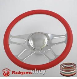 14 Billet Aluminum 9 Hole Steering Wheel Kit with Horn Button & Adapter