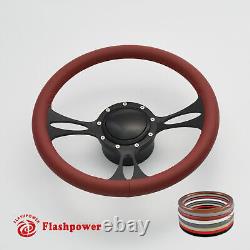 14 Billet Aluminum 9 Hole Steering Wheel Kit with Horn Button & Adapter