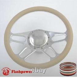 14 Billet Aluminum 9 Hole Steering Wheel Kit with Horn Button & Adapter