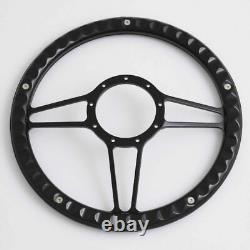 14 Billet Aluminum 9 Hole Steering Wheel Kit with Horn Button & Adapter