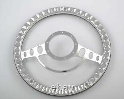 14 Billet Aluminum 9 Hole Steering Wheel Kit with Horn Button & Adapter