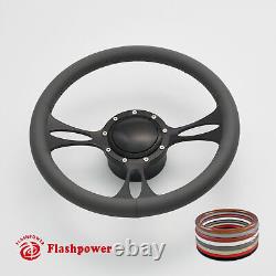 14 Billet Aluminum 9 Hole Steering Wheel Kit with Horn Button & Adapter