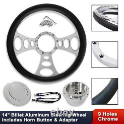 14 Billet Cruisin Steering Wheel Half Wrap with 9 Holes Adapter & Horn Button