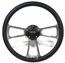 14 Billet Steering Wheel with Black SS Horn & Boss Kit for 1967 Chevelle, El Cam