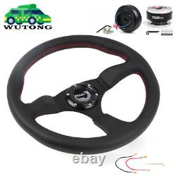 14 Genuine Leather Steering Wheel Quick Release Hub Adapter For Civic EK 96-00