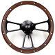 14 Mahogany / Black Billet Steering Wheel with SS Horn for 1968 Camaro Kit