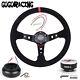 14 Suede Steering Wheel + Quick Release + Hub Adapter For Honda Civic 96-00 EK