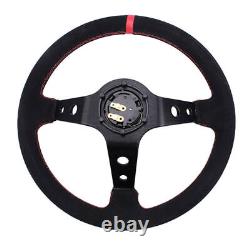 14 Suede Steering Wheel + Quick Release + Hub Adapter For Honda Civic 96-00 EK