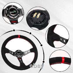 14 Suede Steering Wheel Quick Release Hub Adapter Kit For Honda Civic 92-95 EG