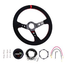 14 Suede Steering Wheel Quick Release Hub Adapter Kit For Honda Civic 92-95 EG