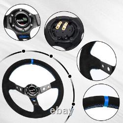 14 Suede Steering Wheel Quick Release Hub Adapter Kit For Honda Civic 96-00 EK