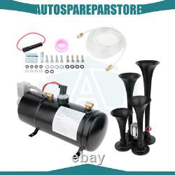 150dB 150PSI 12v 4 Trumpets Air Horn Train Air Horn Kit For car truck 3L