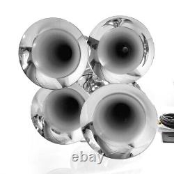 150dB Super Loud 4 Trumpet Horns Kit Chrome Truck Air Horn For RV Car Train Boat