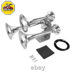 150dB Super Loud Truck Air Horn 3 Trumpet Horns Kit Universal For Car Train Boat