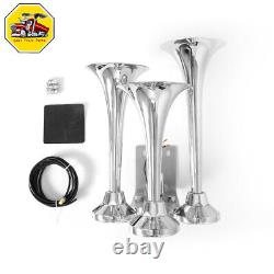 150dB Super Loud Truck Air Horn 3 Trumpet Horns Kit Universal For Car Train Boat