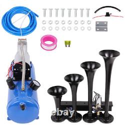 150db Air Horn Truck Train Horns Kit 12V 6L Compressor 4 Trumpet