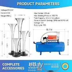178DB 4 Horn Kit with 150 PSI 12V Air Compressor 6L Reservoir (1.6 Gallons 12V)