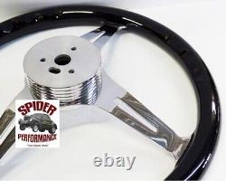 1948-1959 Chevy pickup steering wheel BOWTIE 15 BLACK WOOD RIVET