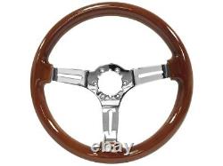 1953-57 Chevrolet 150 6-Bolt Mahogany Wood Steering Wheel Kit, One Fifty Button