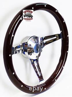 1963-1964 Ford Falcon steering wheel 14 DARK MAHOGANY WOOD