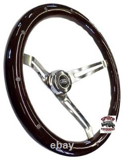 1963-1964 Ford steering wheel BLUE OVAL 15 MUSCLE CAR MAHOGANY WOOD