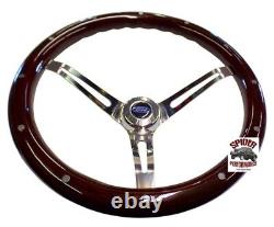 1963-1964 Ford steering wheel BLUE OVAL 15 MUSCLE CAR MAHOGANY WOOD