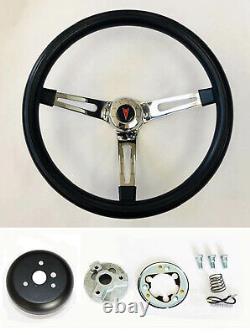 1964-1966 Pontiac GTO Black Grip on Chrome Steering Wheel 15 Mounting Horn Kit