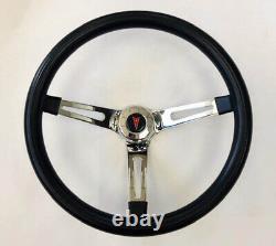 1964-1966 Pontiac GTO Black Grip on Chrome Steering Wheel 15 Mounting Horn Kit