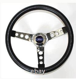 1965-1966 Galaxie Grant Black Steering Wheel Chrome Spokes 13 1/2 Horn Kit