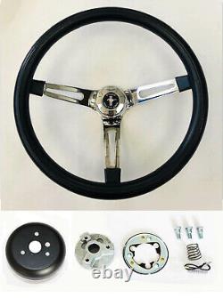 1965-1969 Mustang Black Steering Wheel Foam Grip Chrome Spokes Mustang Cap 15