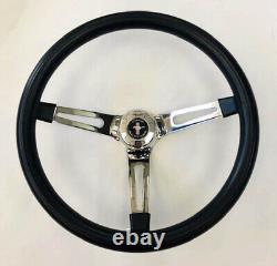 1965-1969 Mustang Black Steering Wheel Foam Grip Chrome Spokes Mustang Cap 15