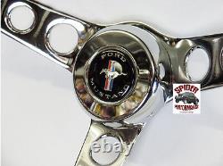 1965-1969 Mustang steering wheel 13 1/2 PONY horn button CLASSIC CHROME