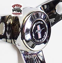 1965-1969 Mustang steering wheel 13 1/2 PONY horn button CLASSIC CHROME