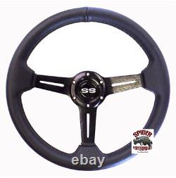 1967-1968 CHEVY steering wheel SS 13 3/4 LEATHER BRUSHED